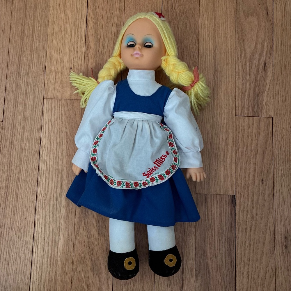 Vintage Doll, 1980’s Swiss Miss Doll, 15 inch